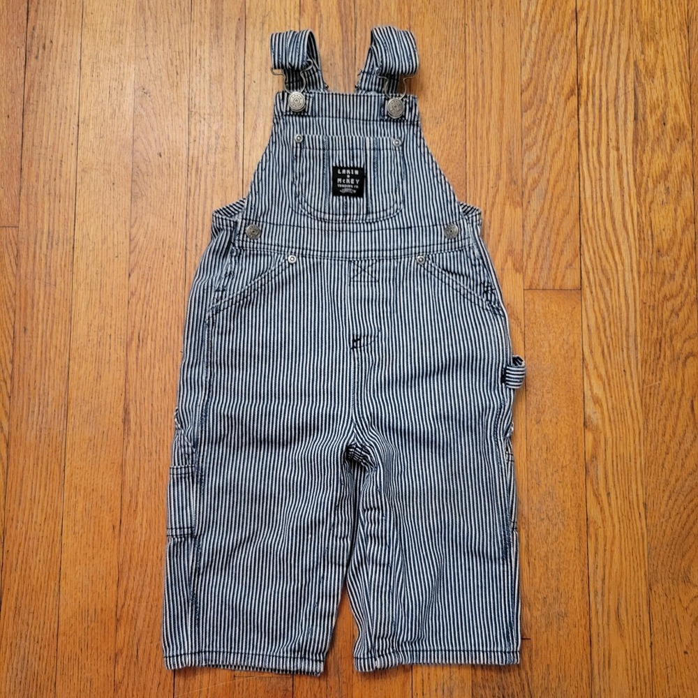 Lakin McKey 12M Overalls Blue White Hickory Stripe Carpenter Engineer Denim